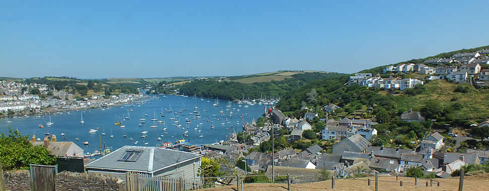 Views over Polruan and down the River Fowey towards Pont Pill, Bodinnick and Mixtow