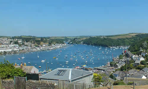 Views over Polruan and down the River Fowey towards Pont Pill, Bodinnick and Mixtow